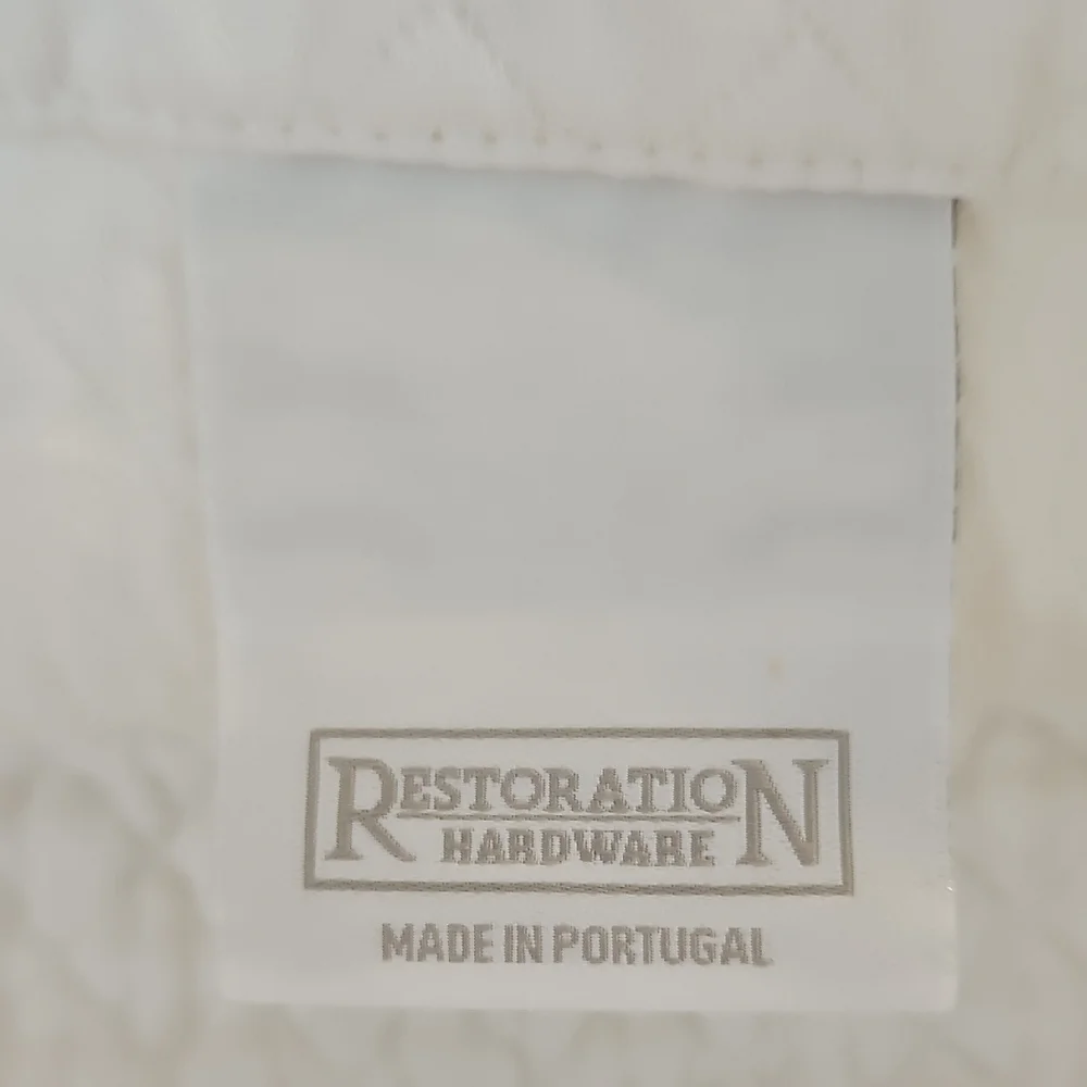 Restoration Hardware Ivory Diamond Quilted Standard Cotton Pillow Sham Set